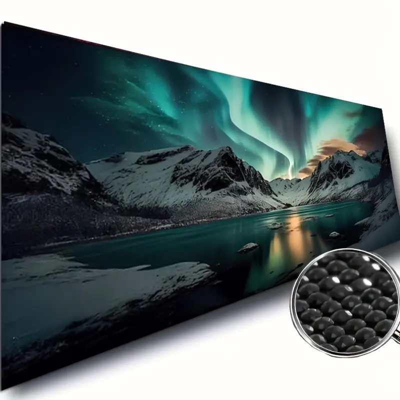 Big Size DIY Diamond Painting Kit - 1pc 120x40cm(47x16 inch) Snow Mountain Aurora Lake Landscape Mosaic Embroidery, Waterproof Handicraft with Detailed Instructions, Diamond Art for Home Decor, Creative Pastime, Handmade Gifts (summerwins)