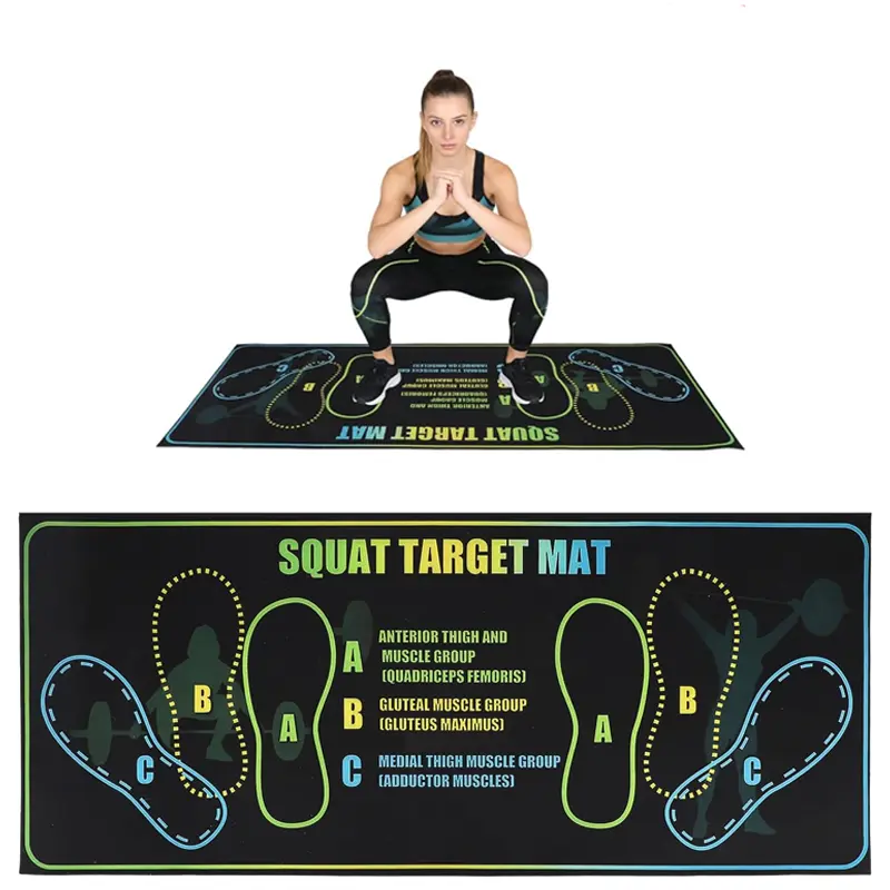 Squat Mat with Foot Position Guide 30" x 13.8" Non-Slip Squat Target Pad 4mm Thick Exercise Mat for Squats Leg Training Ab Workout Home Gym Fitness Equipment