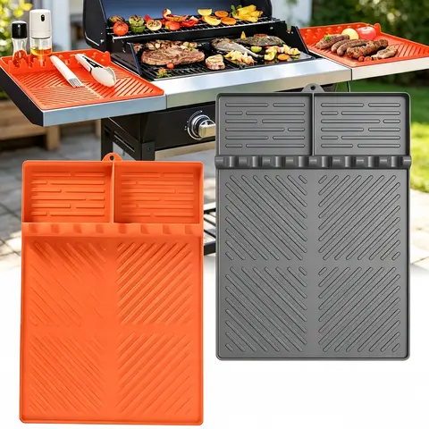 Blackstone Griddle Silicone Side Shelf Mat (16×11.5in) – Heat-Resistant BBQ Utensils Holder with Grease Catcher, Stable Non-Slip Spatula Rest & Fork for Outdoor Cooking, Ideal for BBQ Lovers, Home Essentials #tiktokshopstockup techvibes
