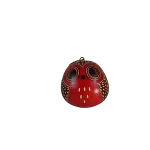 3-in-1 Owl Motif Gourd Ornament, Handcarved Peruvian Traditional Art, Fair Trade Christmas Tree Decoration, Home & Festive Decor