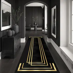 Geometric Line Pattern Floor Mat, Rectangle Home Decorative Carpet, Non-slip Floor Mat for Home Living Room Bedroom Hotel Coffee Shop