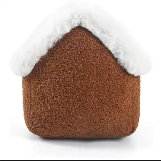 Christmas gingerbread house shaped throw pillow, 1 count cute warm plush cushion, winter home decoration sofa bed pillow, bedroom pillow, christmas gift for men & women, cuddly plush comfort toys, pets plush toys, household decorative throw pillow