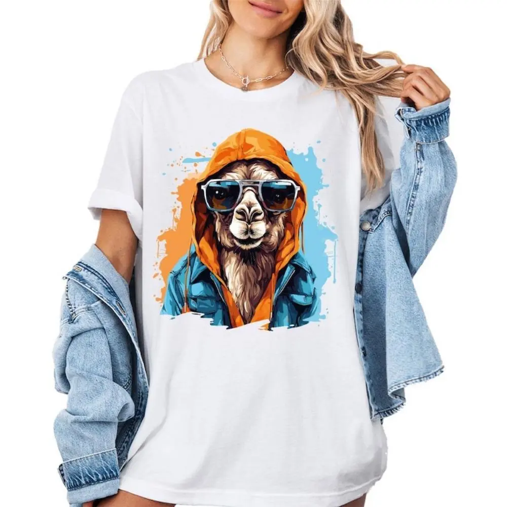 Colorful Llama T-Shirt, Cool Llama Shirt, Hoodie Alpaca Graphic Shirt, Trendy Colorful Alpaca Shirt, Street Graphic Animal Shirt