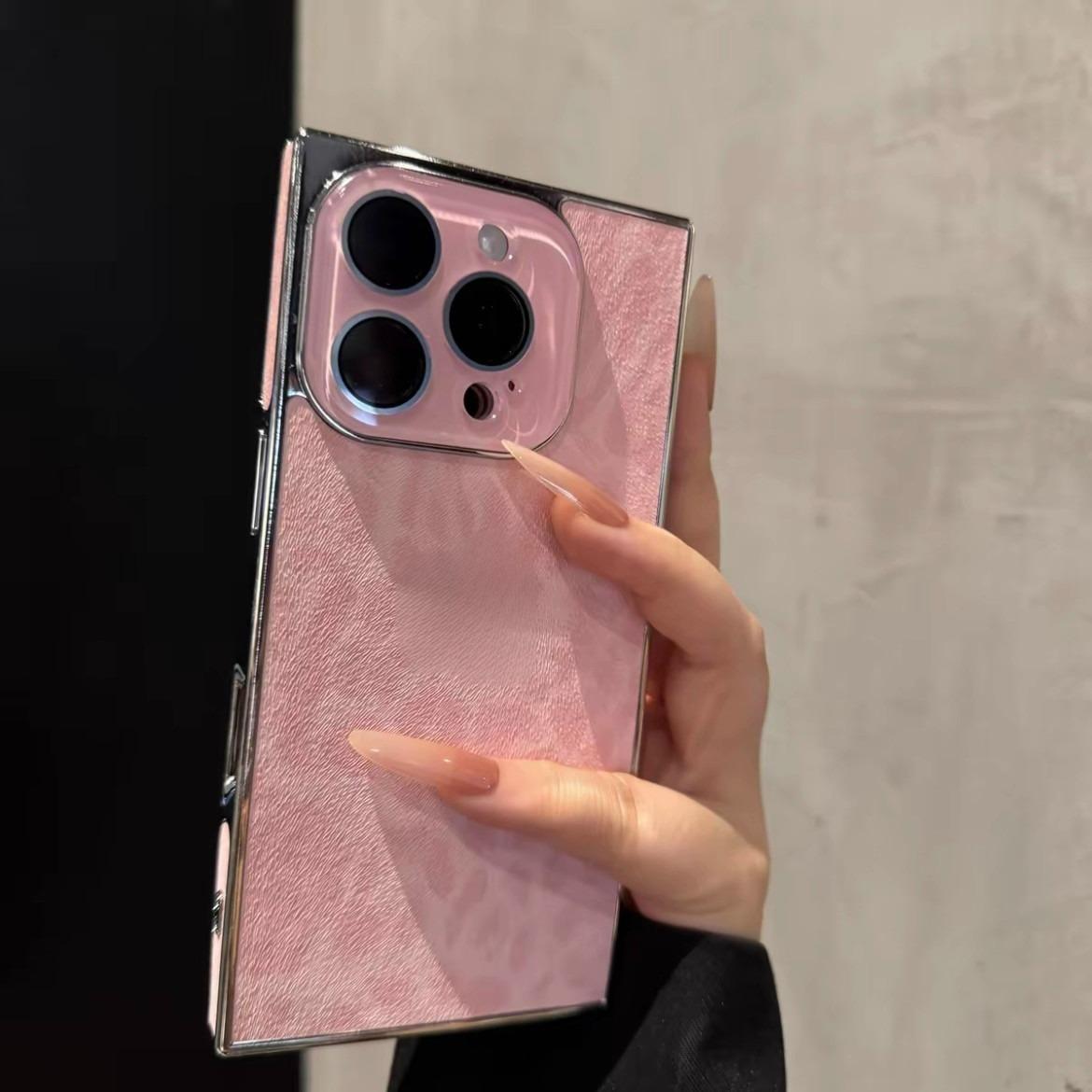 Luxury Rhinestone Square Edge Phone Case, Bling Diamond Full Camera Protection Shockproof Cover with Heart Design for IP 17 Pro max, 16plus, 15, 14, 13 junk