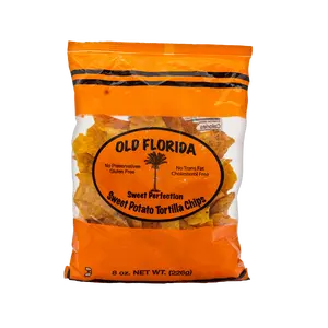 Sweet Potato Tortilla Chips 8 oz. by Old Florida Gourmet | Gluten Free Thin & Crispy Chips with No Preservatives | Tasty Salty South Florida Snack