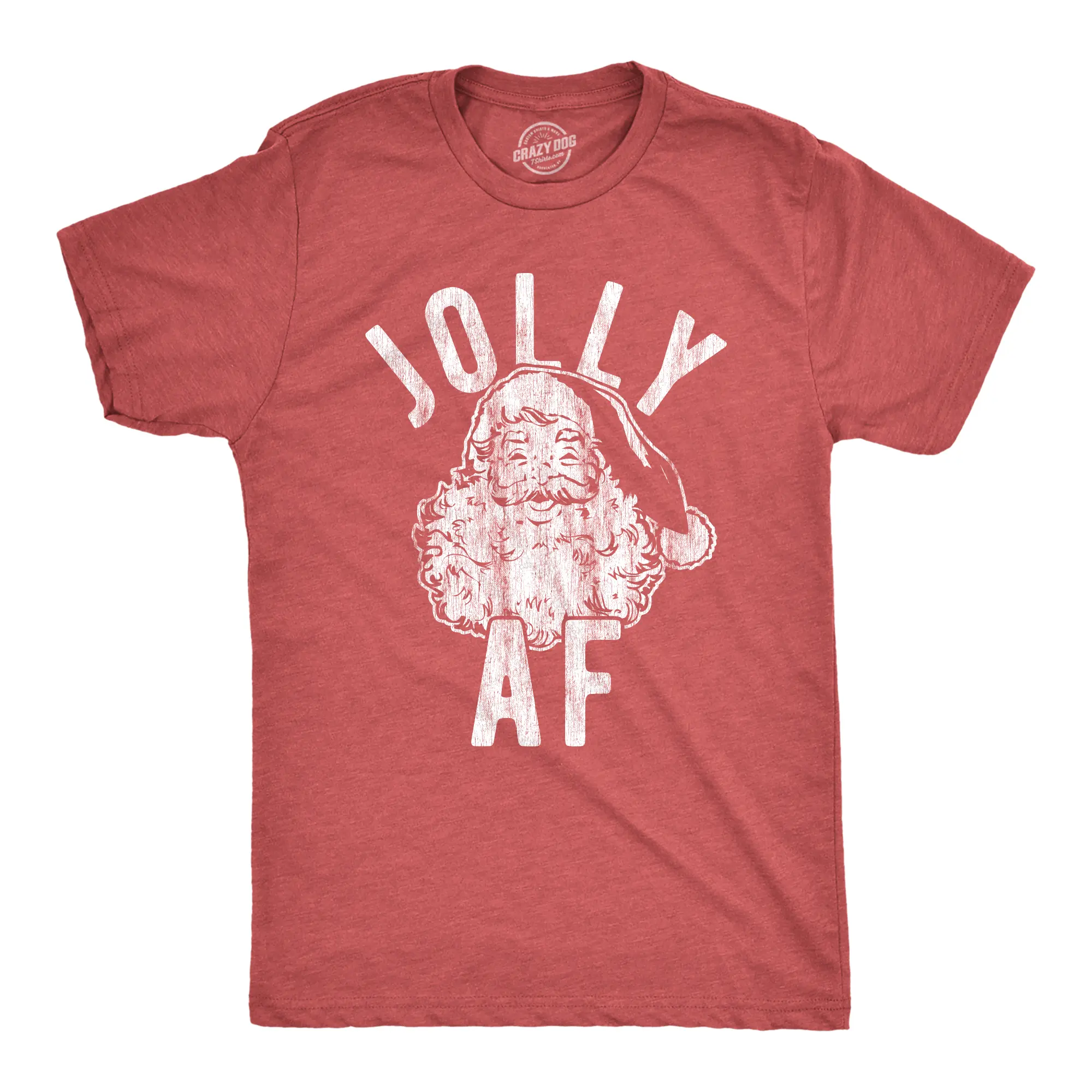 Mens Jolly AF T Shirt Funny Santa Claus Christmas Party Sarcastic Graphic Novelty Tee Mens Funny T Shirts Cool Vintage Fashion T-Shirt Gift Classic Menswear Christmas Apparel for Men Novelty Tees for Guys Red