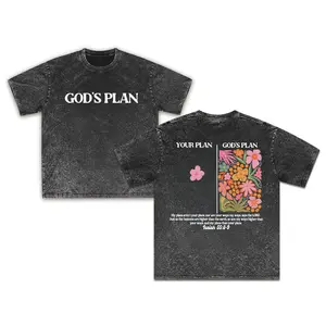 God's Plan With Floral Christian T-Shirts Vintage 90s Graphic Tee Gift Top Made In USA For Women For Men [CoreVarsity.us 180G/230G 100% cotton short-sleeve/hoodie, soft and comfortable]