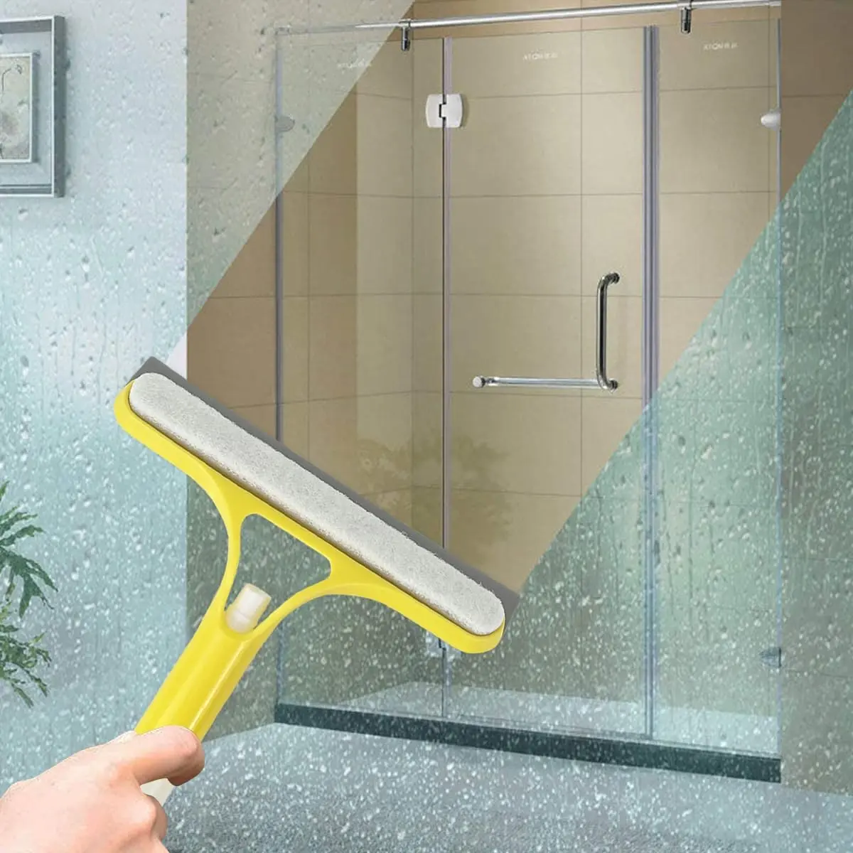 3 in 1 Window Cleaning Scraper, 2025 New Squeegee for Shower Glass, 3 in 1 Spray Function for Glass Doors for Windows Glass, Mirrors Scraper, Brush. All-Purpose Window Cleaner Tool lightweight silicone microfiber wipe home bathroom squeegee   patches