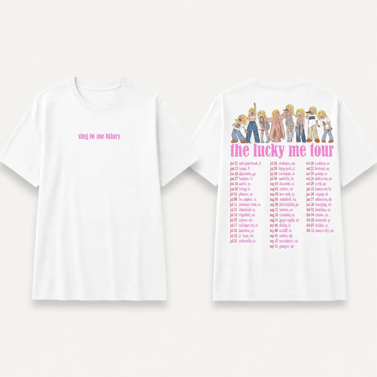 Pink And White Music Tour T-Shirt, Pop Music Concert Fan Tee, Front and Back Graphic Unisex Shirt, Vintage Tour Merch Style Top