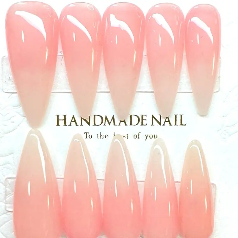 Natural Ombre 10 PCS Handmade Acrylic Press On Nails - Customizable Sizes, Available in Various Shapes & Lengths