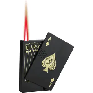 A-CARD Red Flame Torch Lighter – Windproof, Refillable Butane Jet Flame Lighter with Metal Poker Design – Perfect for Camping, BBQ, Candles, Birthdays & Gifts (No Gas)