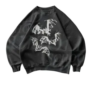 Three Bats Y2k Sweatshirt, Vintage 90s Style Bat Sweater, Retro Gothic Hoodie, Unisex Adult Grunge 2000s Halloween Dark Art Gift