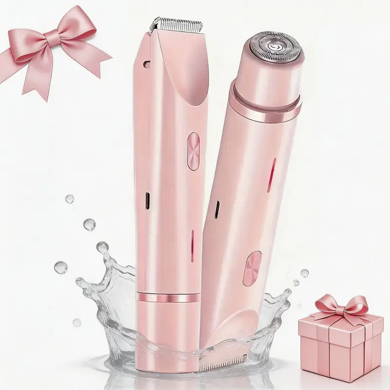 Women's Dual-Head Hair Removal Trimmer Shaver - Smooth, Lightweight, USB Rechargeable, Waterproof, Cordless Portable Shaver Machine for Underarm, Leg Grooming, Sensitive Skin with Gentle Glide, Travel-Friendly Gift