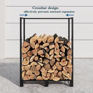 Firewood Rack 2.5ft Holder Outdoor Indoor Heavy Duty Log Fire Storage Fireplace Metal Wood Stacker Pile Organizer for Patio Deck Waterproof Crossbar Design Prevents Outward Expansion Easy Installation Installation Installation