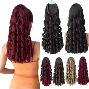 Claw Ponytail Extension Hair 20 Inch Black Brown Natural Wave Heat Resistant Fiber Synthetic Ponytail Hairpiece For Women Girls Daily Use italian  curl  organique 4c  extensions HD Transparent Lace Front Body Wig