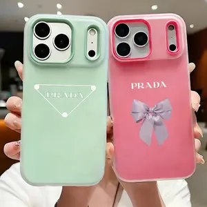 Fashion P-PRADA Phone Case Slim Clear Jelly Case for iPhone 17/16/15/14/13/12, Soft TPU Shockproof Scratch-Resistant, Transparent Anti-Yellowing Cover, Trendy Colors, Ultra Lightweight for Daily/Travel/Work Use