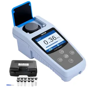 VEVOR Turbidity Meter, 0-1000 NTU Measuring Range, ISO 7027 Compliant, Portable Red Light Turbidimeter, Quick Reading, with Calibration Solutions, Sample Vials, and Carry Case, for Field and Plant