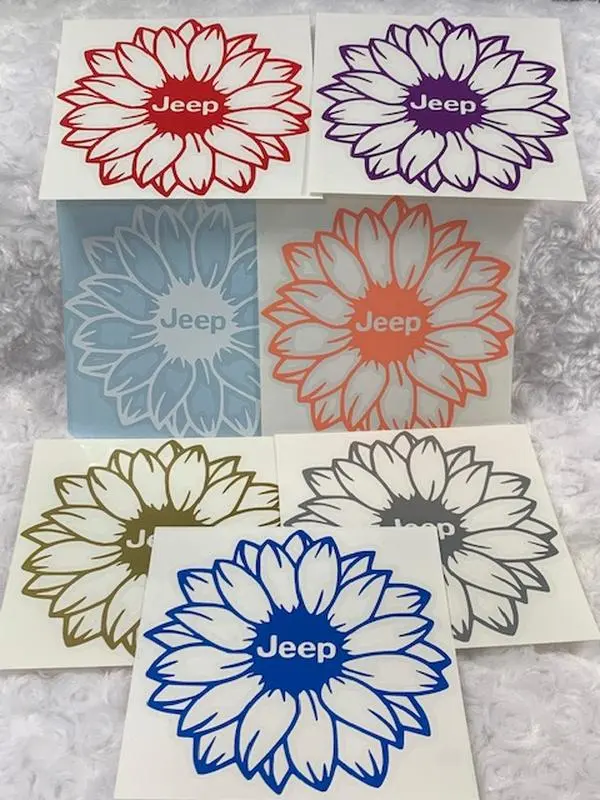 Sunflower Jeep Vinyl Car Decal