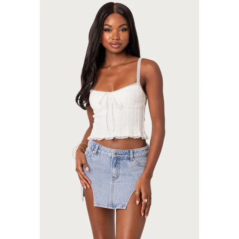 Edikted Women's Angelina Sheer Lace Tank Top - TikTok Shop