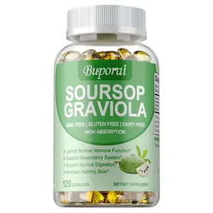 Buporai Soursop Dietary Supplement, 120 capsules per bottle, supports skin, digestive system, and immune system - high absorption rate - premium ingredients.
