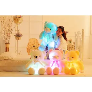 Creative Light Up LED Teddy Bear Stuffed Animals Plush Toy Colorful Glowing Christmas Gift For Kids Pillow