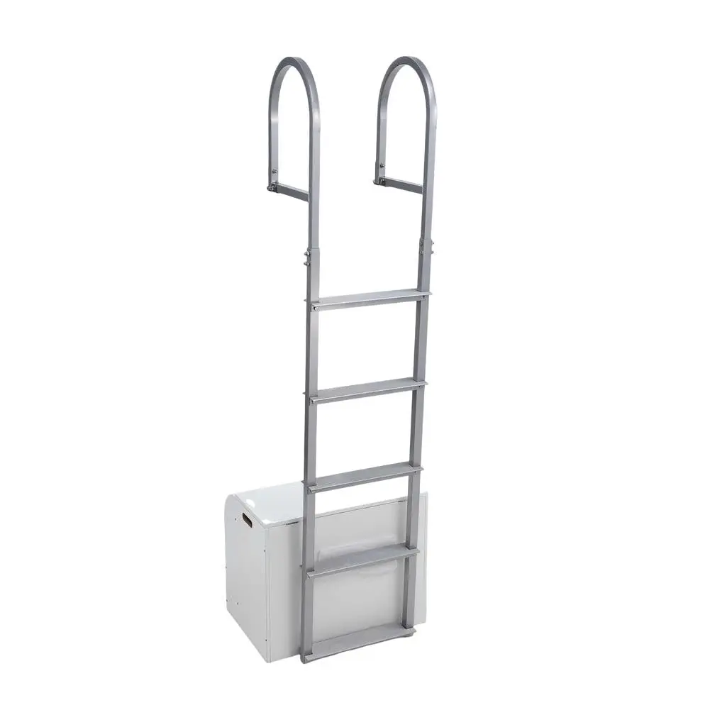 GARVEE Removable Dock Ladder 3/4/5 Steps + Anti-Corrosion 6063 Aluminum + Upgraded Widen Nonslip Pedals + 500 lbs Capacity + Adjustable Height + Suitable for Lake/Pool/Boarding/RV