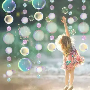 Transparent Bubble Party Decoration Garlands White Blue Rainbow Hanging Floating Colorful Under The Ocean Mermaid Water Theme Birthday Wedding Baptism Lovely Kids Room (Color)