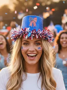 Must-Have Party Accessory! Vintage Style Lincoln Hat, American Flag Bow Feather Ribbon, Eye-Catching Party Decoration