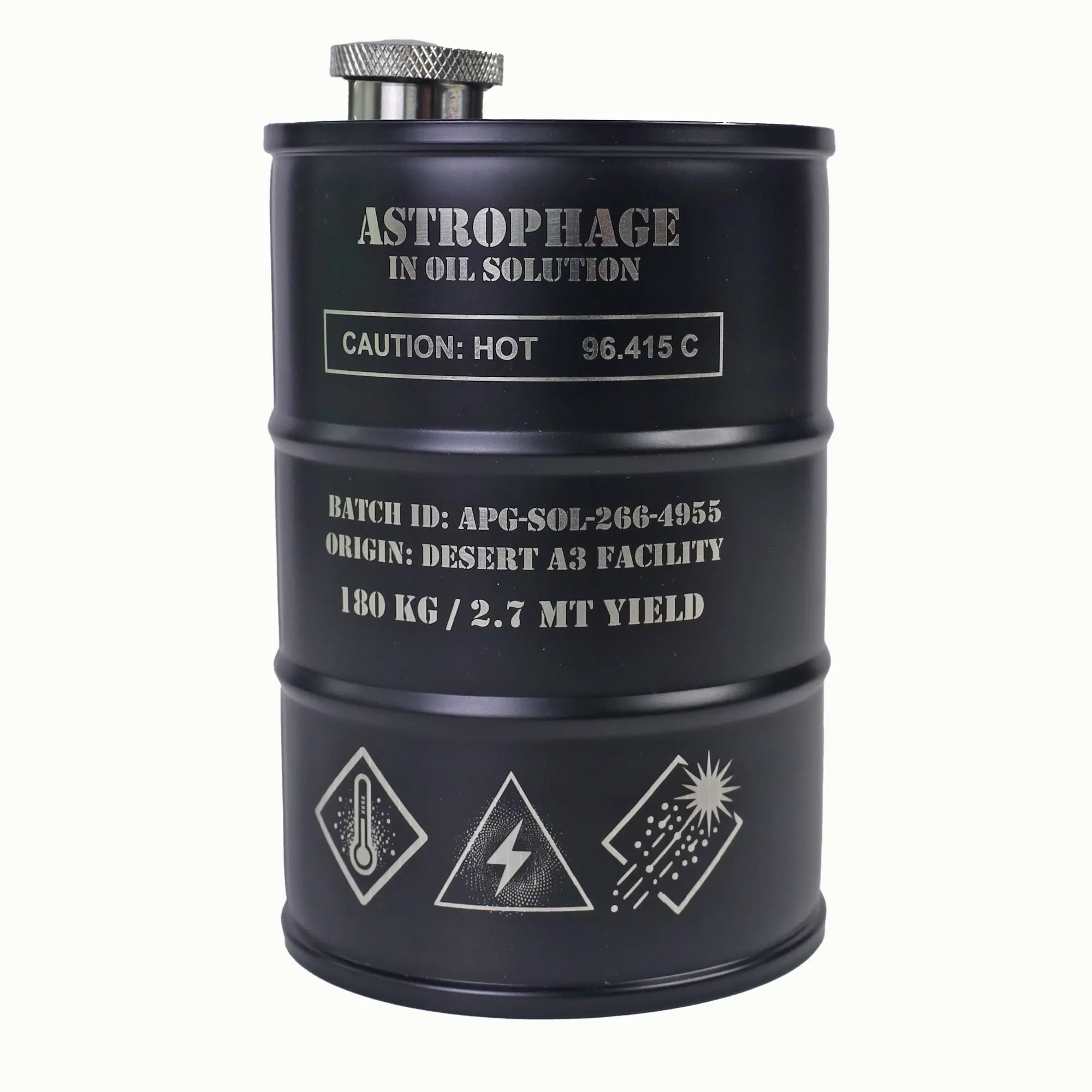 The Astrophage Flask - Steel Barrel Drum Shape