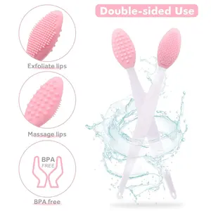 1 lip scrub brush, nose wash brush, double-sided silicone exfoliating lip brush, men's and women's double-sided soft lip brush for smoother and fuller lip appearance