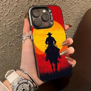 Cowboy Silhouette Phone Case，Western Sunset Style for iPhone 17 16 15 14 13 12 11 Plus Pro Max. A11