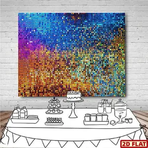 1PC,2D Flat Colorful Sequin Backdrop, Party Event Photography & Decoration Background Cloth, Gradient Shiny Backdrop for Birthday, Wedding, Festival Celebration, Stage Setting, Photo & Live Stream