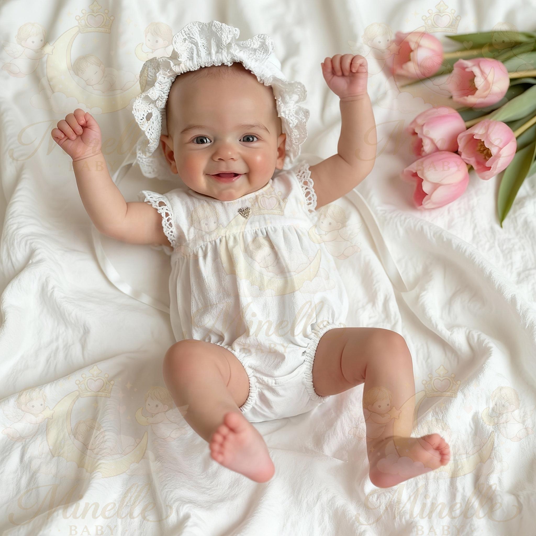 13" Handmade Lifelike Smiling Baby Girl Doll, Soft Silicone Reborn with Big Eyes, Gift for Kids & Collectors