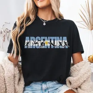 Argentine Soccer Comfort Colors Shirt Argentina Patriotic World Football Fan Tee Cup Soccer Lover Gift Casual Cotton T-Shirt for Men Women Jeans Menswear
