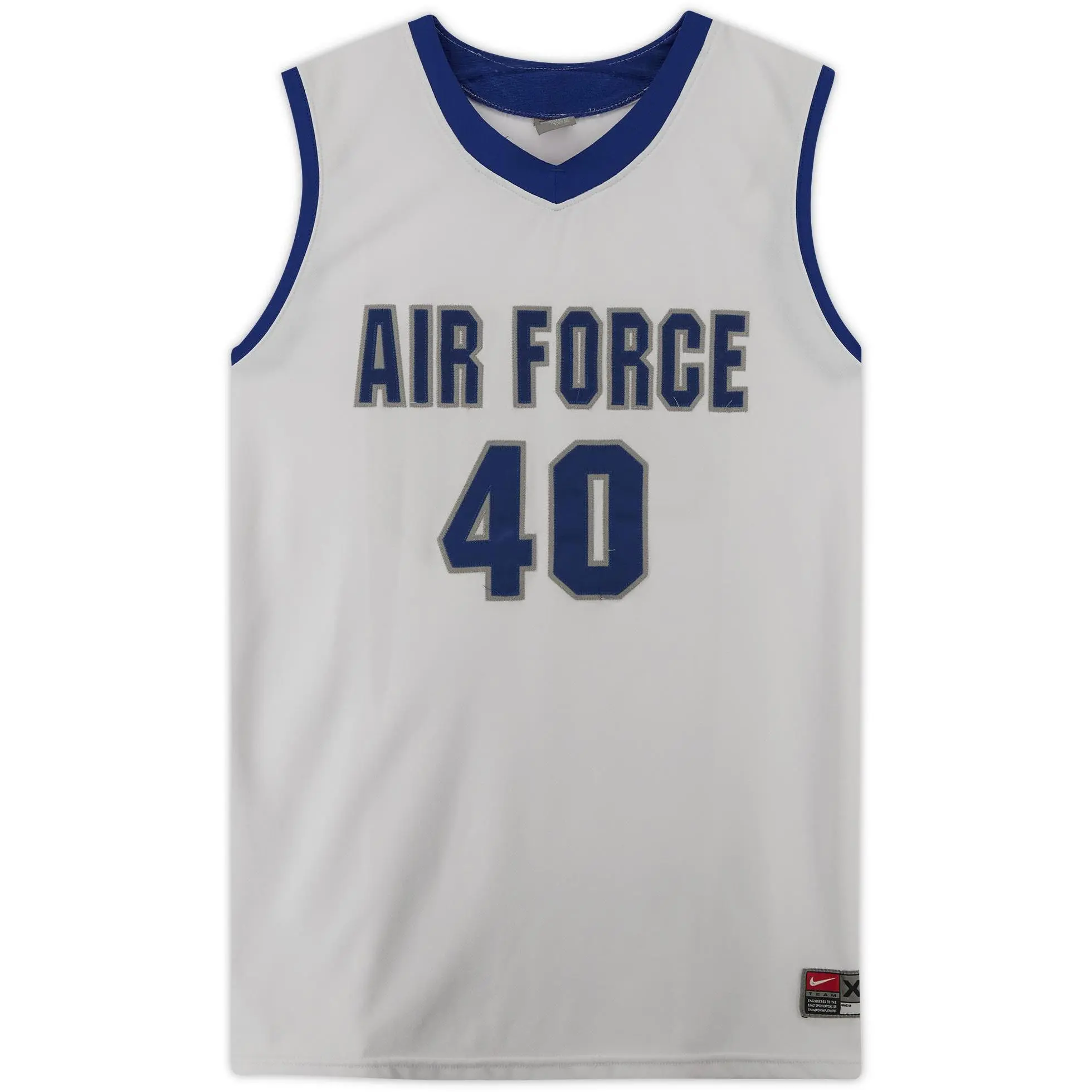 Air Force Falcons Team-Issued #40 White Jersey with Blue Collar from the Basketball Program - Size 2XL