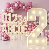 4FT (121.92cm) Luminous LED Paper Foam Marquee Decor, 0-9 Numbers & A-Z Letters for 1-Year-Old First Birthday, Graduation Party, Art Deco Festive Supplies, 48in, Assembly Required,home decor