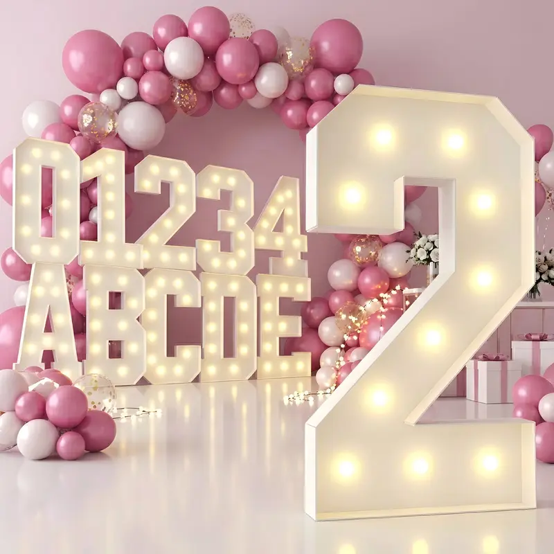 4FT (121.92cm) Luminous LED Paper Foam Marquee Decor, 0-9 Numbers & A-Z Letters for 1-Year-Old First Birthday, Graduation Party, Art Deco Festive Supplies, 48in, Assembly Required,home decor