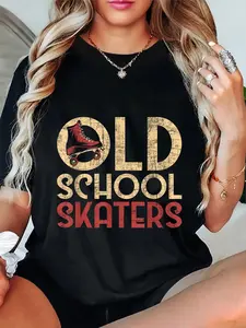 100% Cotton Old School Skaters - Roller Skating Roller Derby Skates T-Shirt