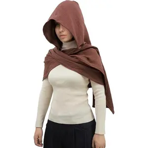 WomenMenFashionShawlScarfCape|MultifunctionalHoodedCowl|MedievalLinenCottonCowlHood|GothCostume