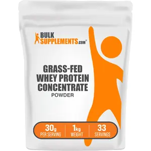 BulkSupplements - Grass-Fed Whey Protein Concentrate Powder - Build Muscle - Protein Source - 100g-1kg - 30g per Serving BulkSupplements - Grass-Fed Whey Protein Concentrate Powder - Build Muscle - Protein Source - 100g-1kg - 30g per Serving