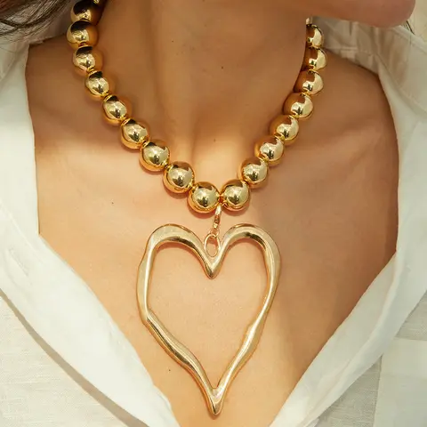 Women's Minimalist Vintage Beaded Dainty Necklace - Zinc Alloy Metal Boho Heart Design Jewelry with 1 Artificial Pearl, Casual Elegant School/Party Wear Costume Necklaces in Box