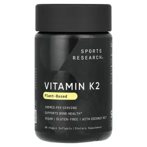 Sports Research Vitamin K2, Plant-Based, 100 mcg, 60 Veggie Softgels
