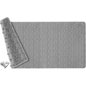 Non Slip Bathtub Mat for Bath Tub Shower - Natural Rubber Mat with Suction Cups - Large Soft Bathroom Safety Mat - Unique Diamond Pattern - Fatigue Relief - Machine Washable - 17 * 35 Inch