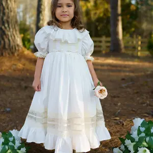 Girls Dress, Girls Casual Cotton Dress, Vintage Bluebell Heirloom Dress, Puff Sleeve, Long Dress for Spring