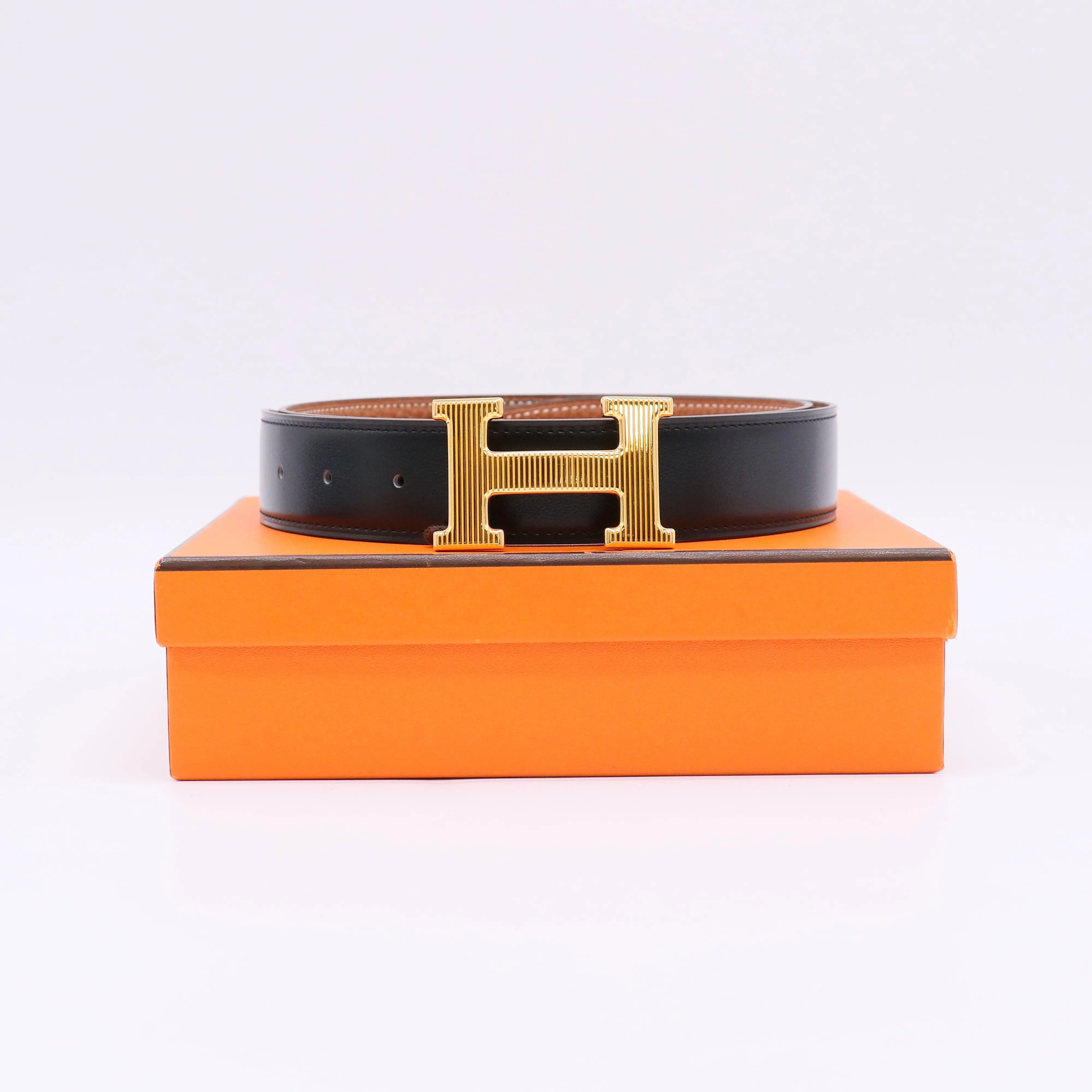 Pre-owned Hermes Swift Epsom Constance H Belt Twins LDJ4934