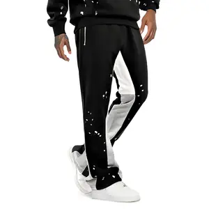 GINGTTO Mens Stacked Flared Sweatpants Relax Fit Patchwork Streetwear Trousers Joggers Casual Athletic Track Pants
