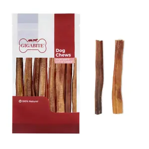 GigaBite Beef Pizzle Half-Cut Bully Stick Dog Treats by Best Pet Supplies - Premium Odor-Free Split Chews | Single Ingredient | Long-Lasting Natural Dental Chew for Small Medium Large Dogs