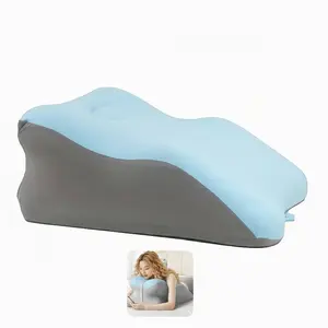 TIKTOK SHOP Sleeping Pillow Memory Foam Pillow for Bed Back Support, Reading Pillow Multifunctional Sitting Lying 3D Curve Design Shoulder Neck Spine Support (Blue Gray)