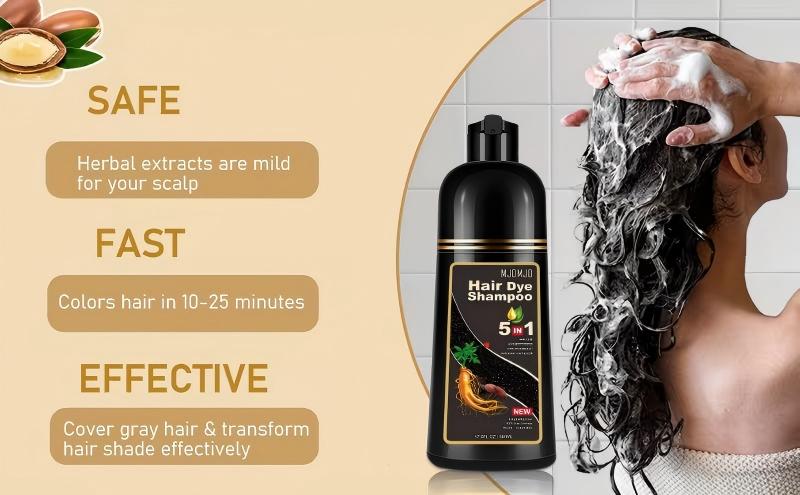 Long-lasting Color Lock 5-in-1 Semi-permanent Wine Red Hair Dye Shampoo Brightens The Shine, Neutralizes Yellowish Tones, And Contains Herbal Ingredients,Wait For 15 Minutes Before Rinsing,It Is Suitable For Hair Dyed In Wine Red And Berry Color