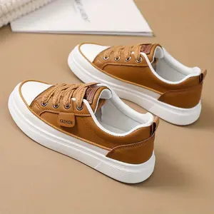 Women's Casual Flat Sneakers - Lightweight, Lace-Up, Low-Top Design in White, Golden, and Black with Rubber Sole, Fashionable All-Season Footwear, Cute Shoes Running Girl Trainer Athletic Training Runner